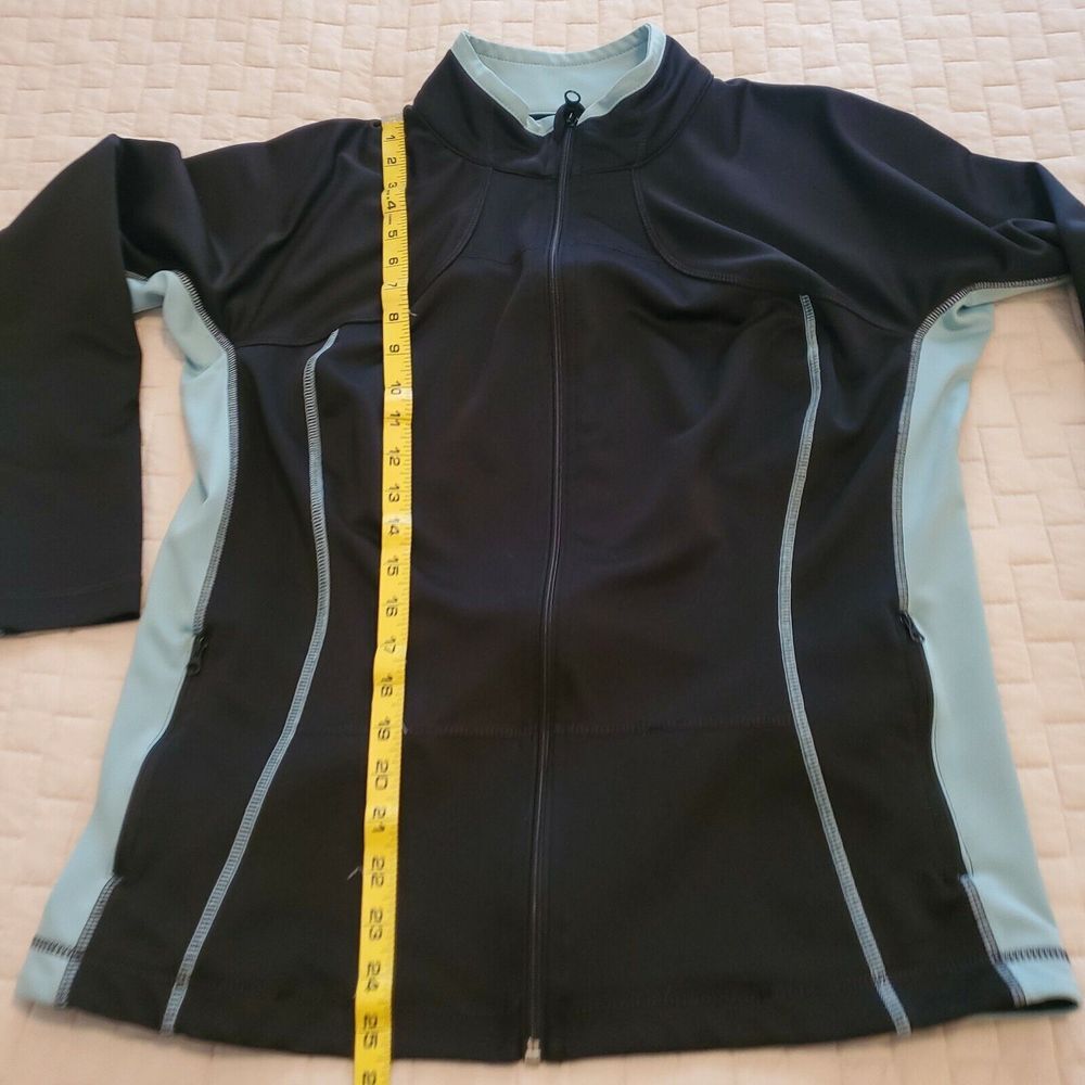 Tangerine Jacket Athletic Zip Up Active Workout/Tennis WOM LG Black/Bright Blue - Picture 7 of 9